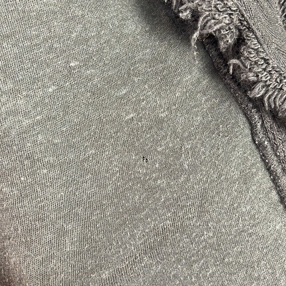 Free People Jacket Coat Coated Black Drape Front Zipper Fringe Distressed Moto - Picture 11 of 11